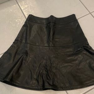 Pleather perforated flare skirt